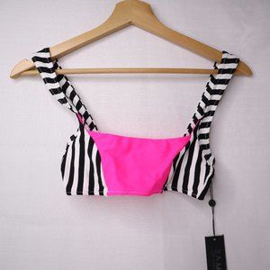Same Los Angeles bikini top size small neon pink black white nwt Luxury swimwear